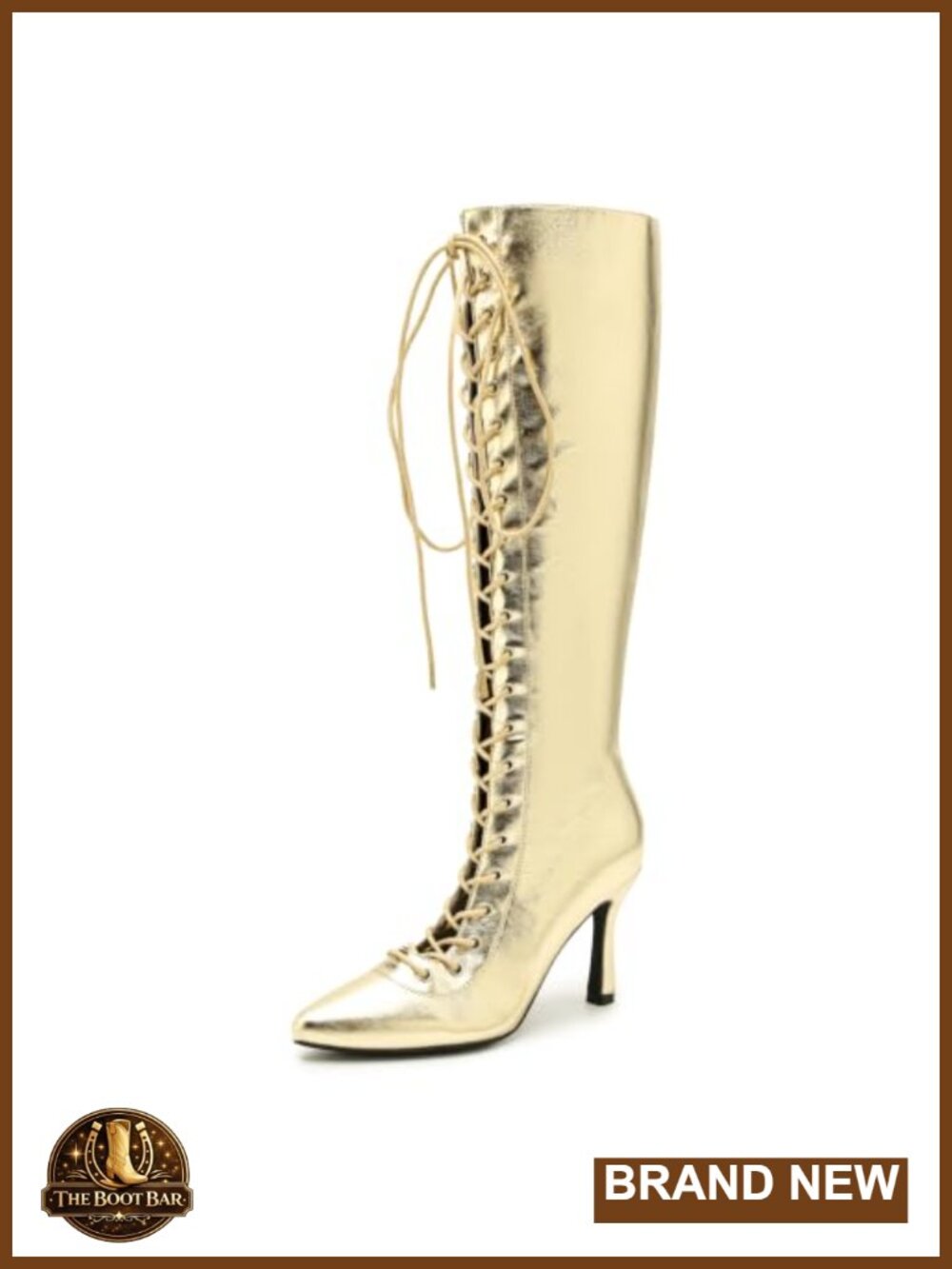 Women's Lace-Up Knee High Boots Pointed Toe Stiletto Heel